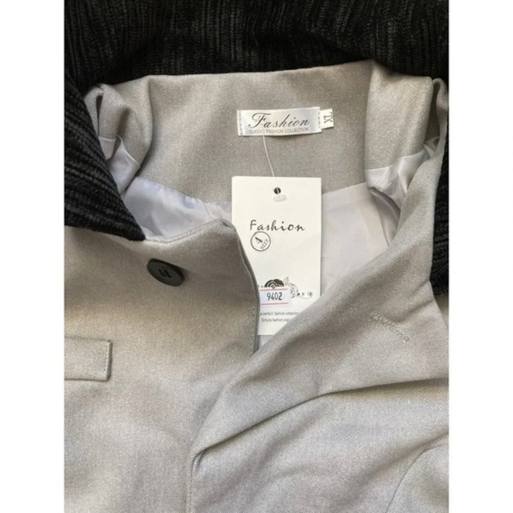 Fashion Classic Gray Cropped‎ Blazer and Black Pleated Maxi Skirt Set 9402 XL